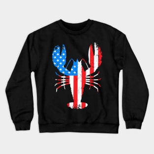 Mardi Gras Crawfish with US American Stars and stripes flag Crewneck Sweatshirt